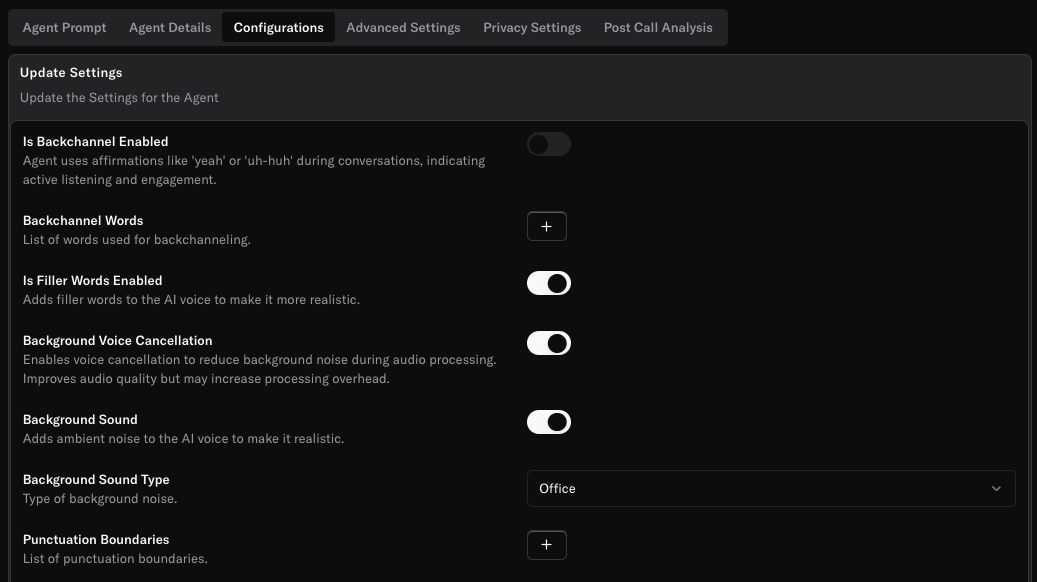 Agent Configurations
