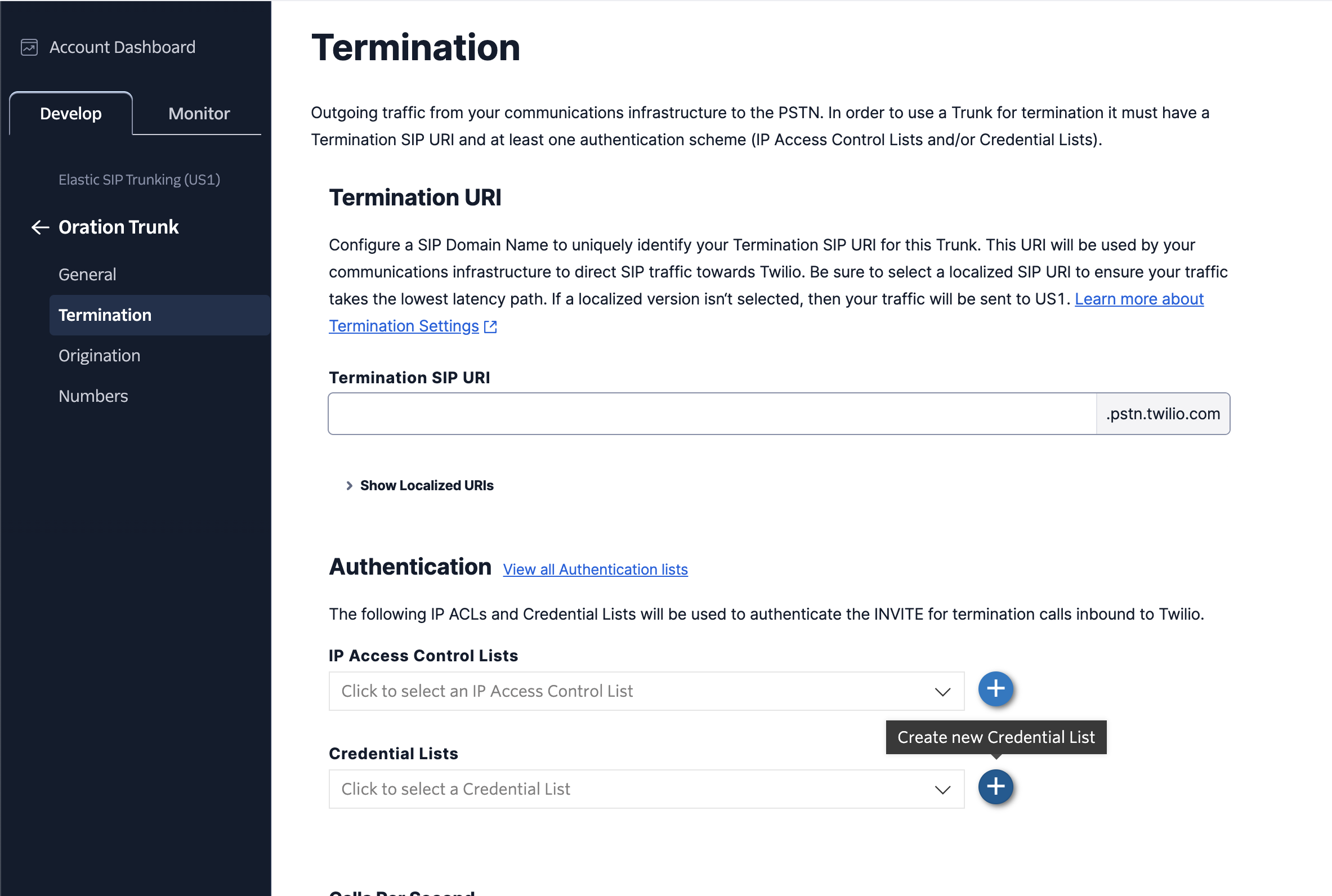 Twilio Credentials List