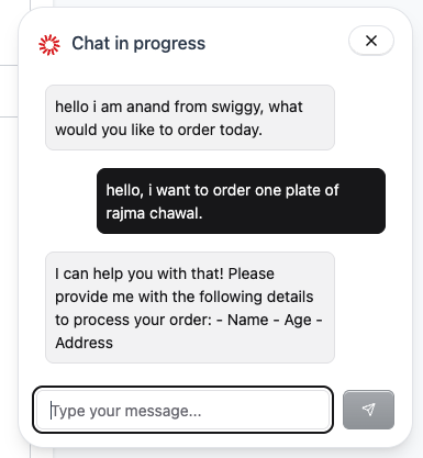 Widget in chat mode with text conversation