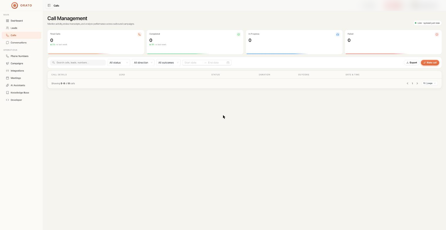 Call Management page