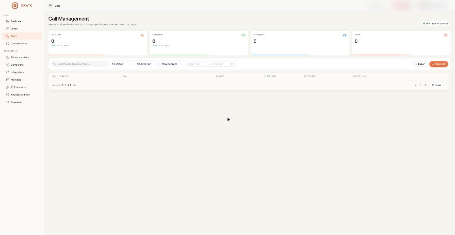 Call Management page
