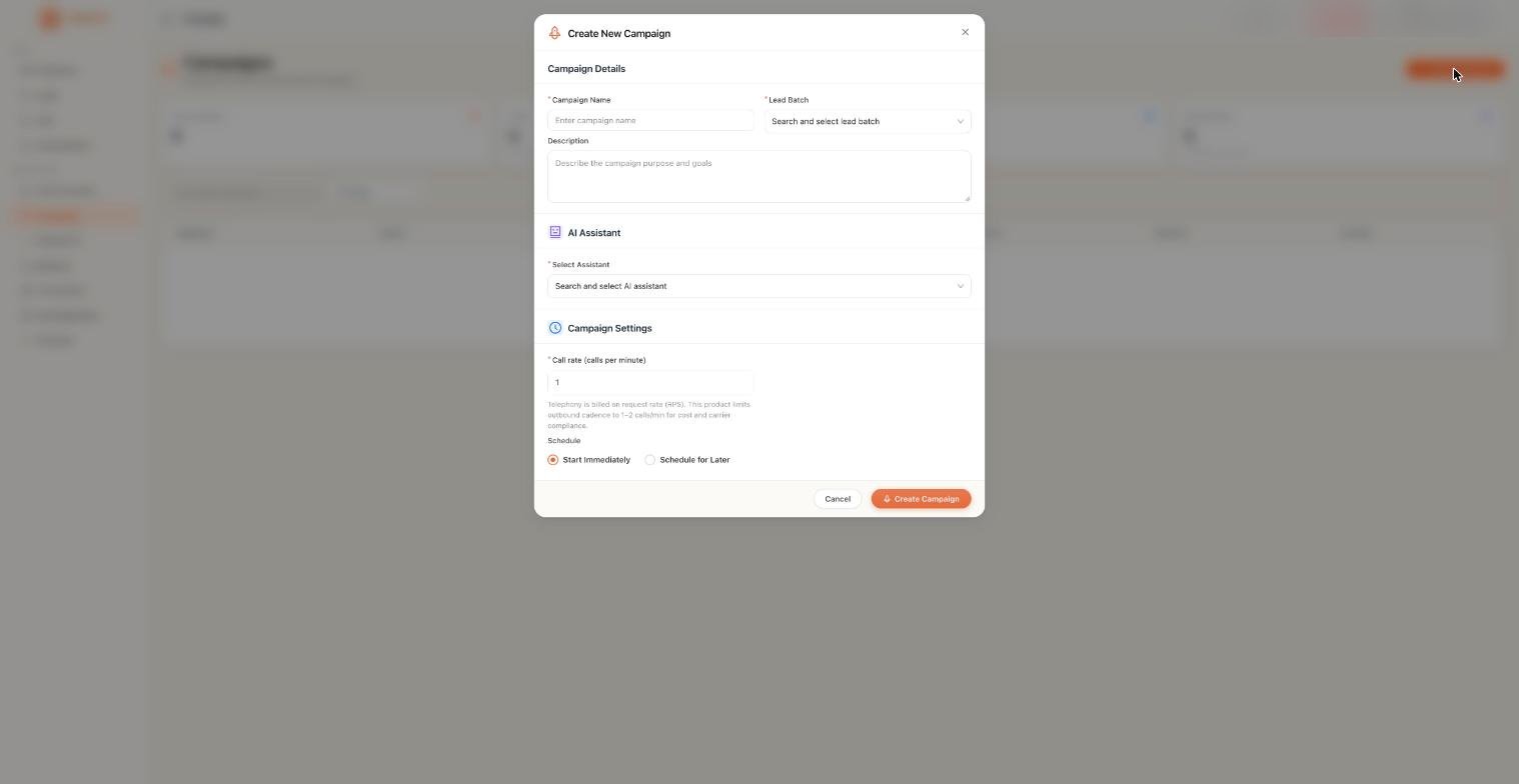 Create New Campaign dialog