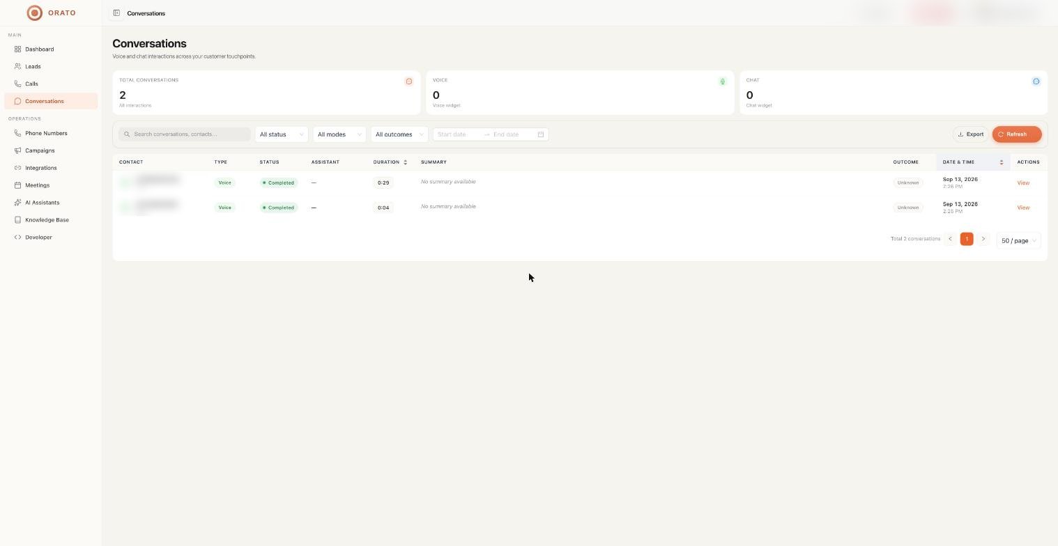 Conversations page