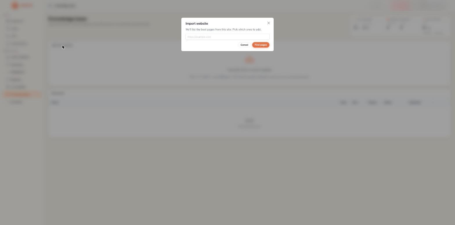 Import website dialog