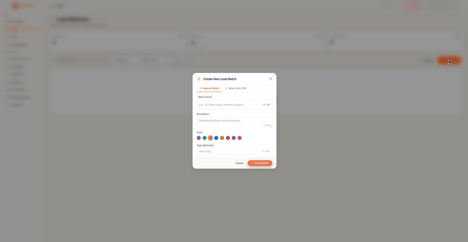Create New Lead Batch, manual