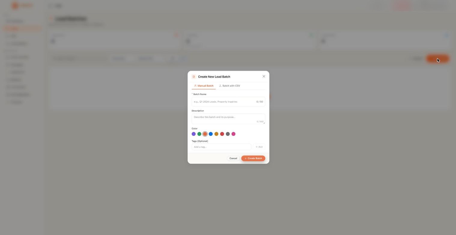 Create New Lead Batch, manual