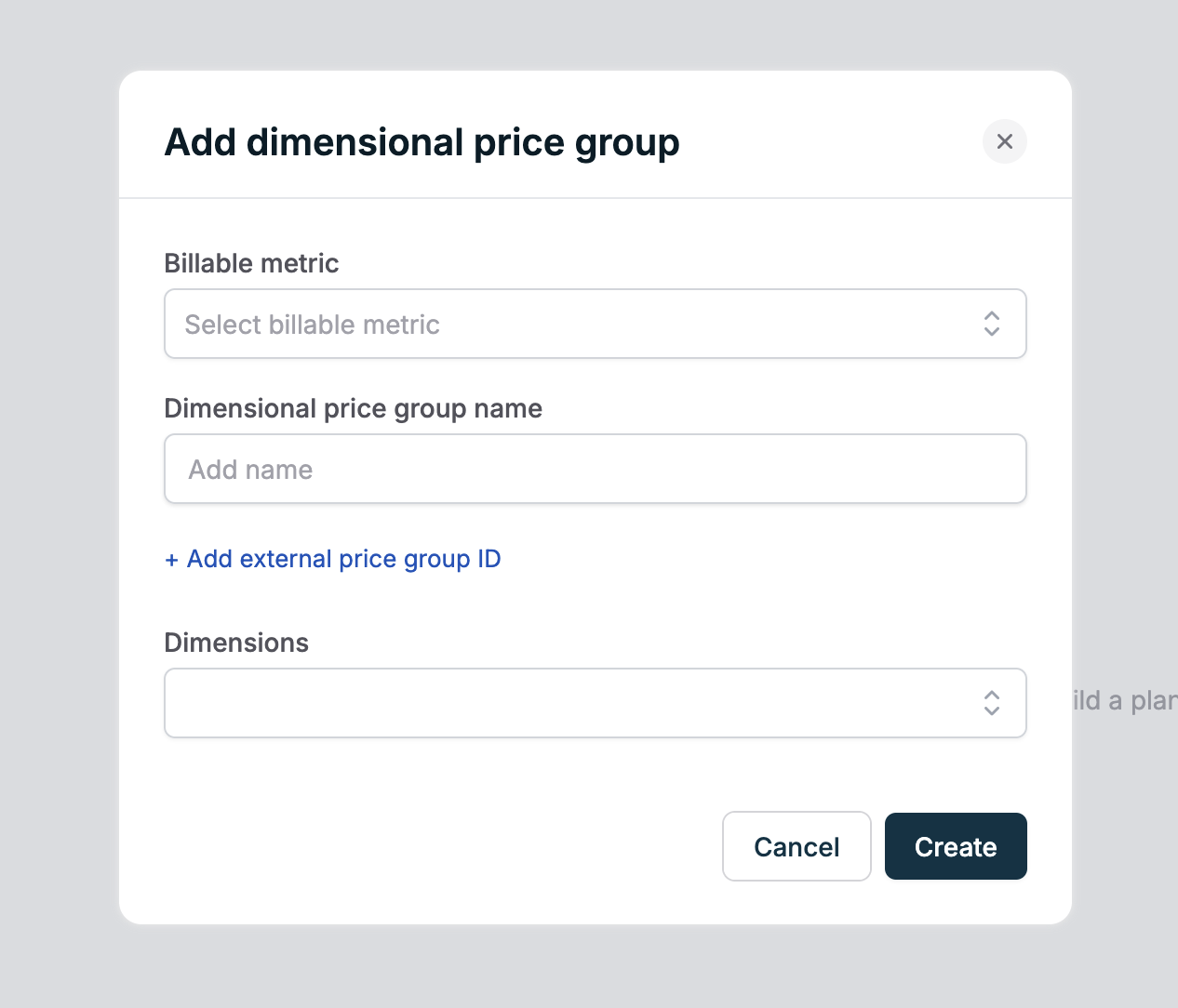Create dimensional price group