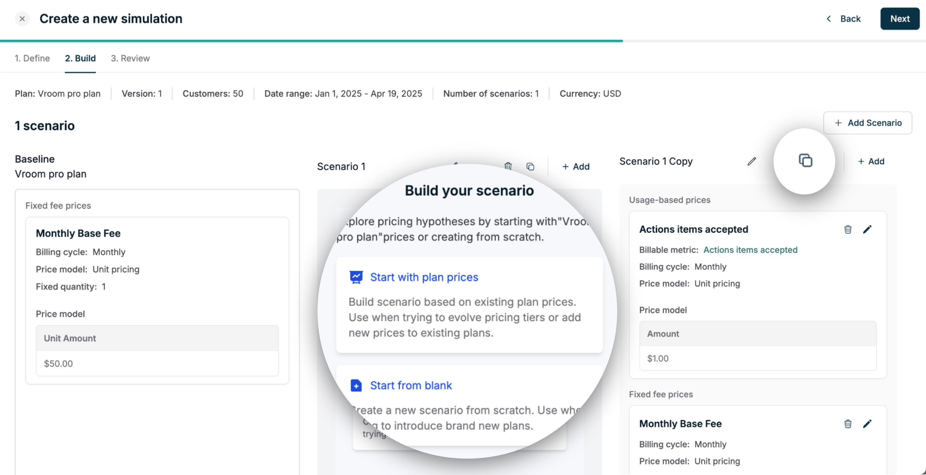 Build your scenario options