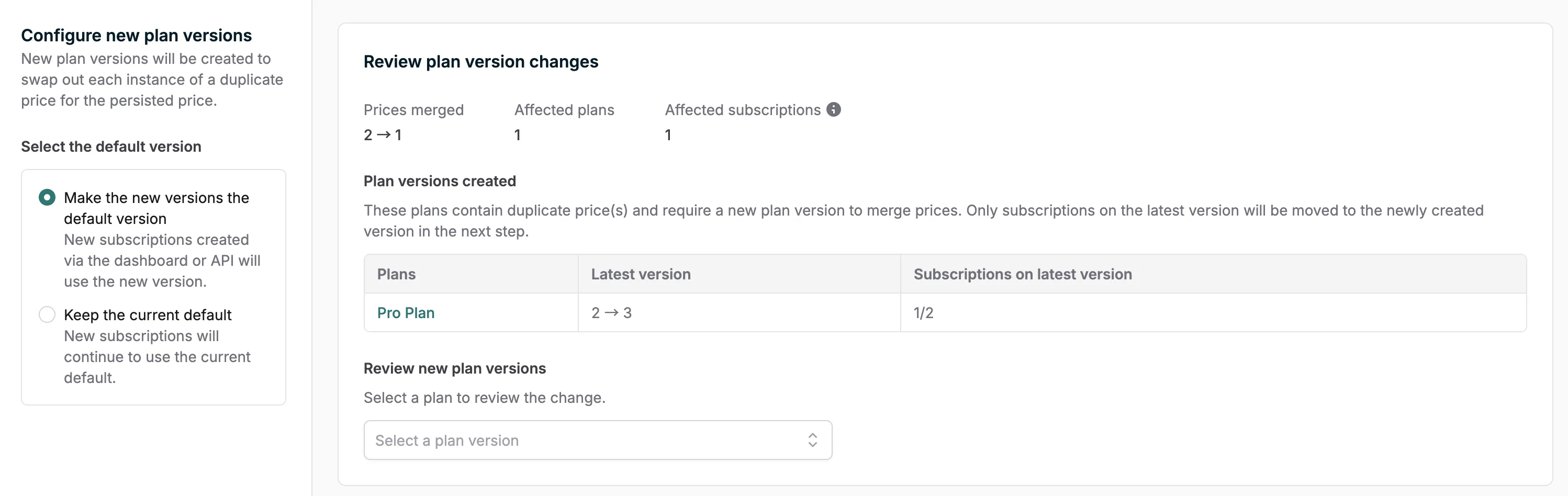 Deduplicate Plan Version