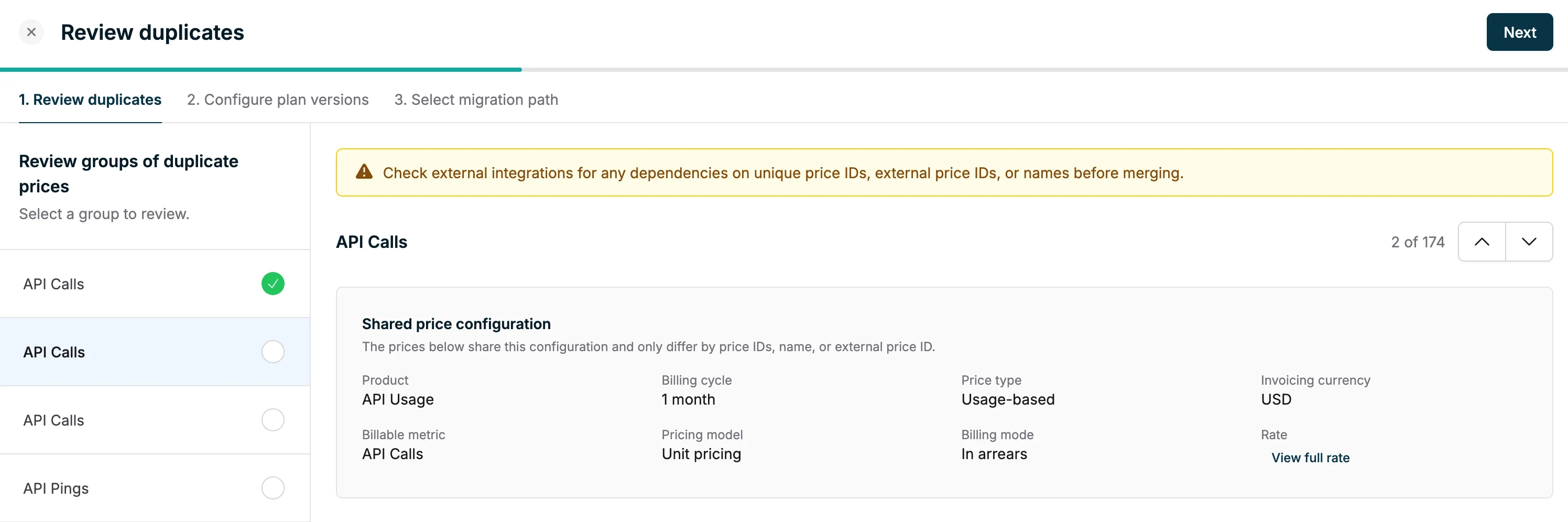 Review Duplicate Prices