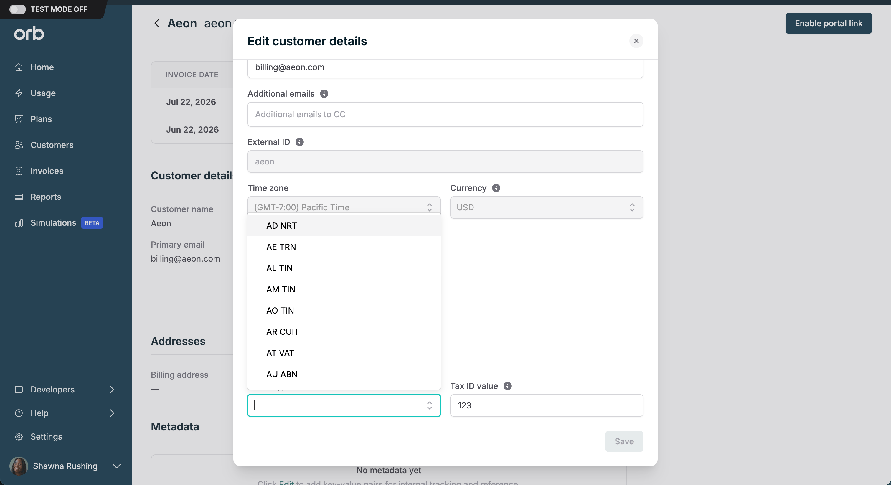 Tax Customer Ids