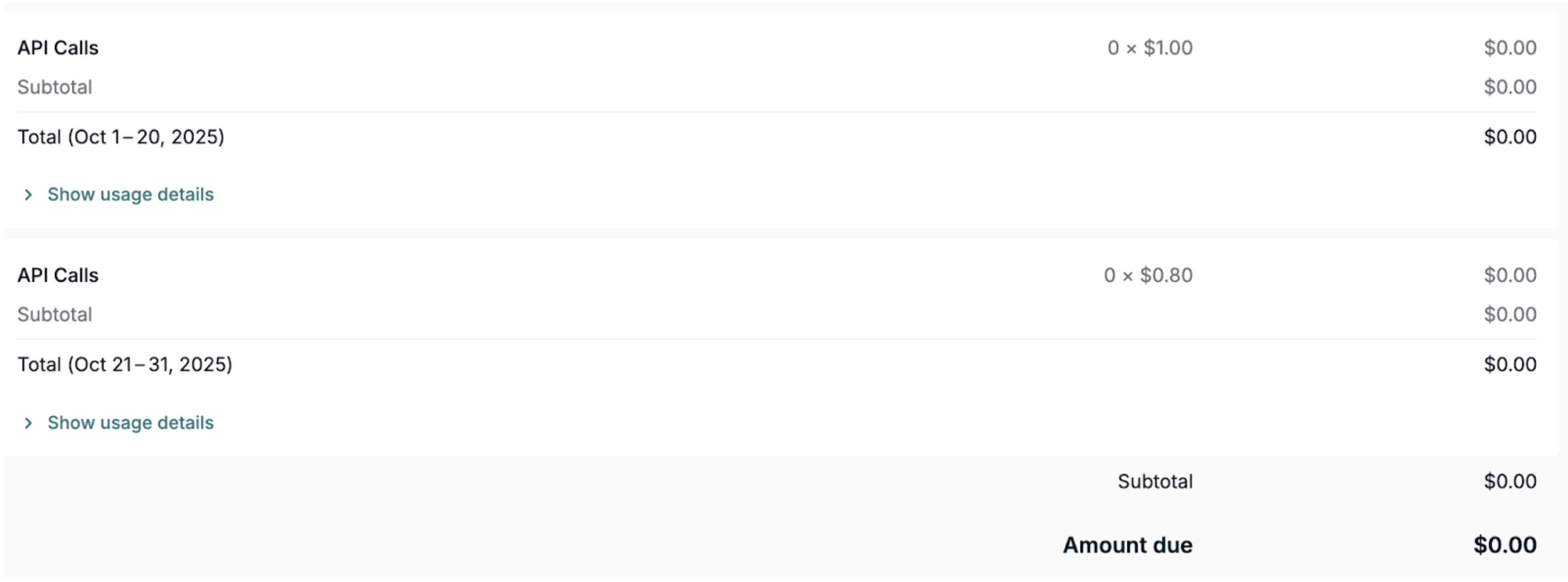 Invoice deferral example showing multiple line items