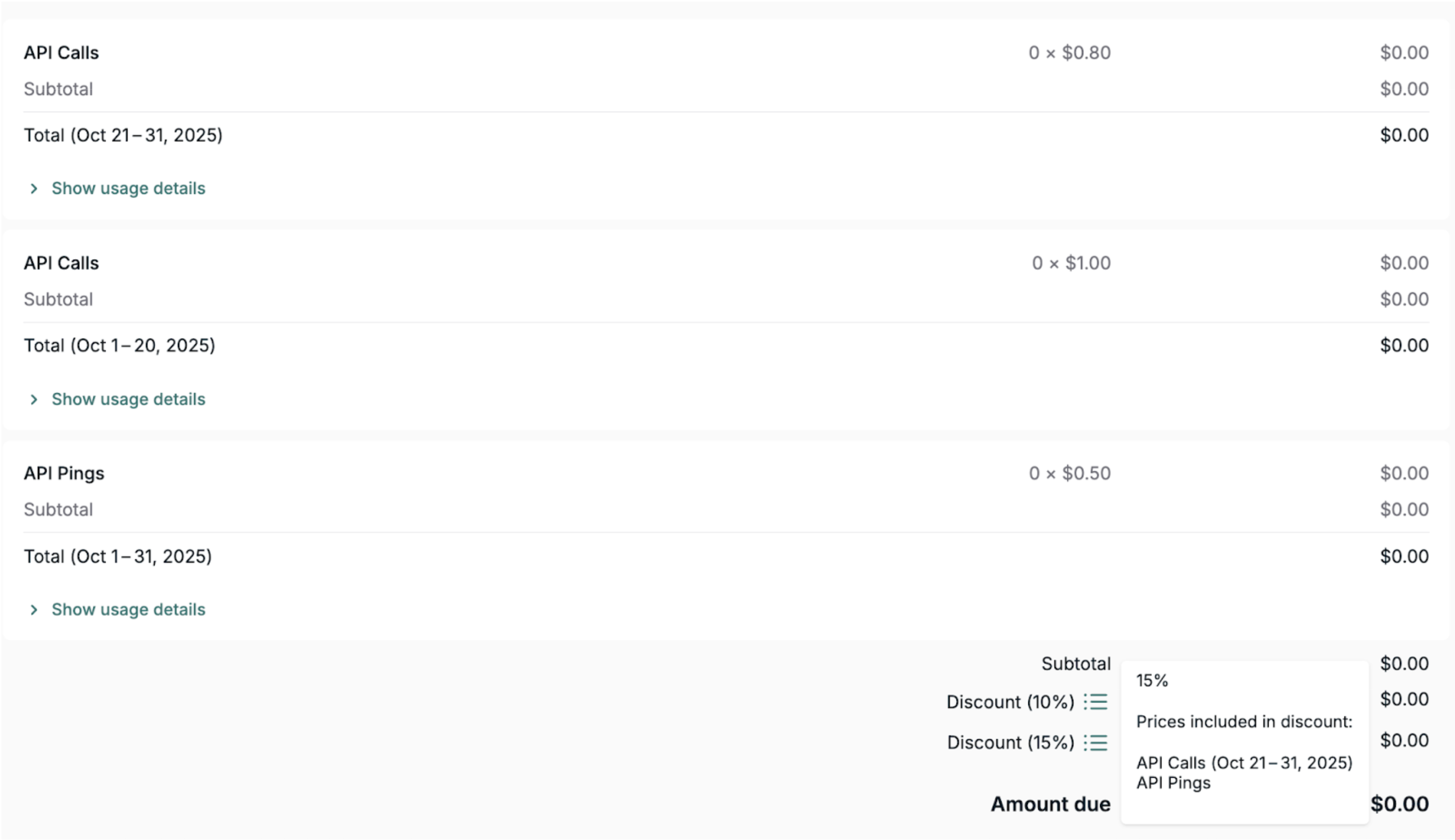 Invoice deferral example showing discount changes