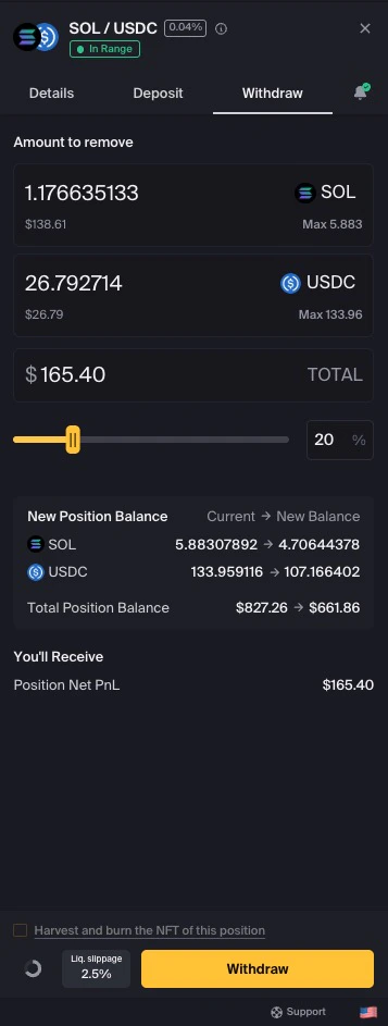 Max withdrawal option
