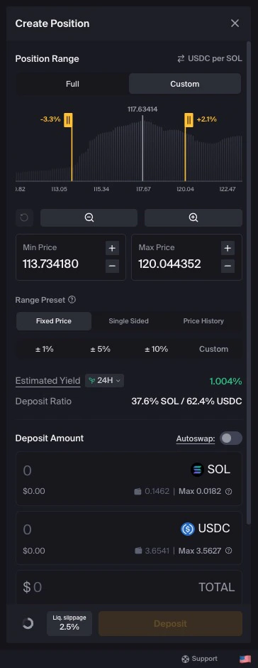 Deposit amount entry