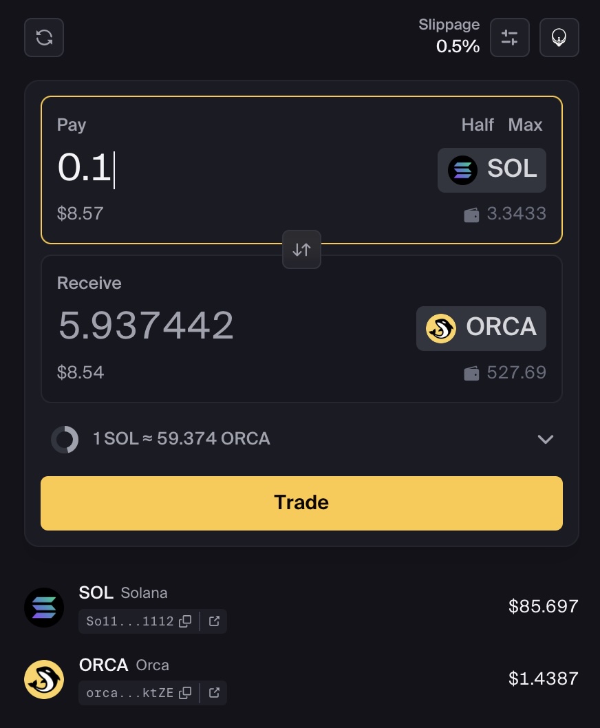 Swap amount entry