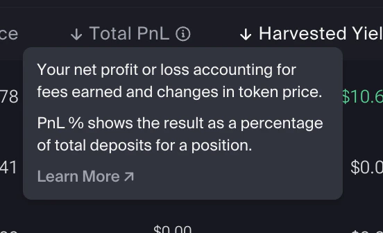 Total PnL tooltip