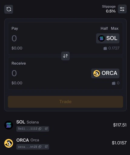 Token selection interface