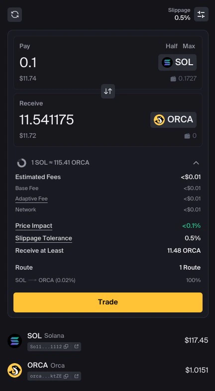 Swap quote details