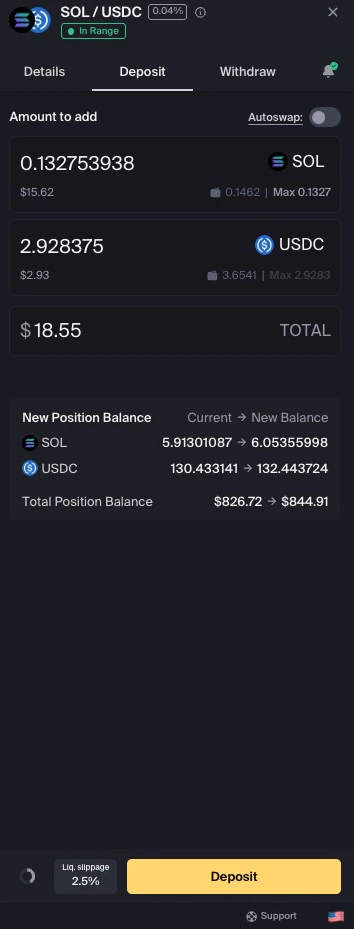 Deposit confirmation