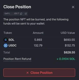 Close position confirmation