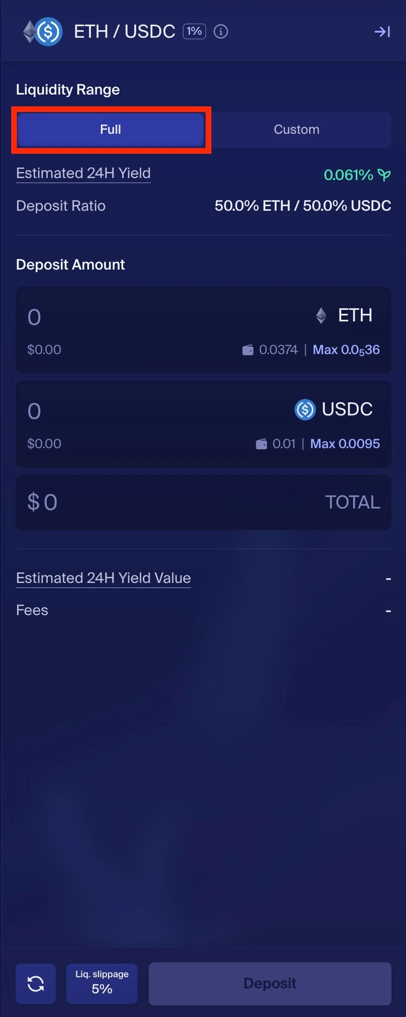 Deposit interface