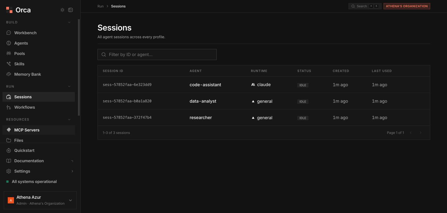 Sessions page empty state