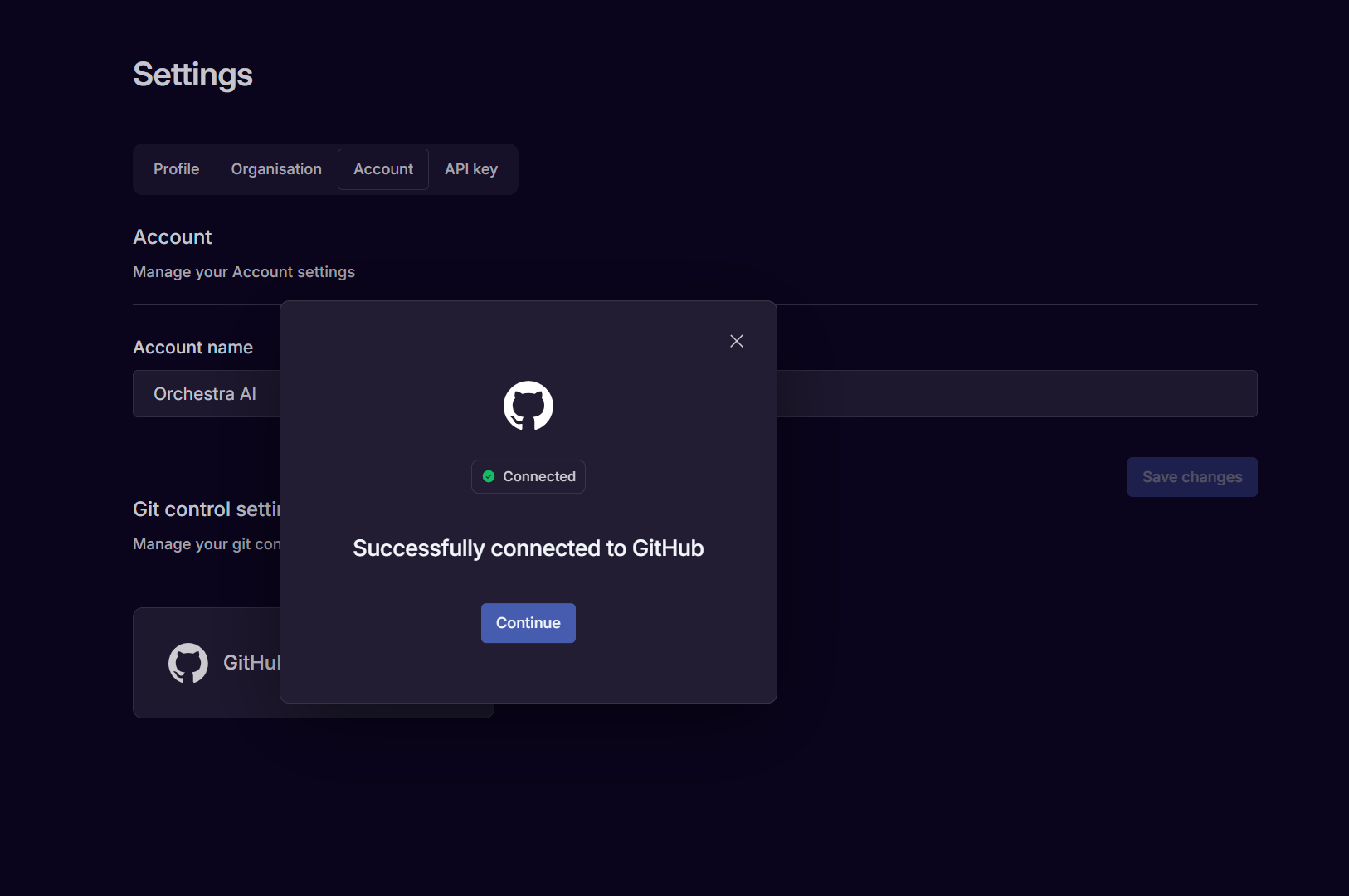 Connect GitHub - Orchestra - Documentation