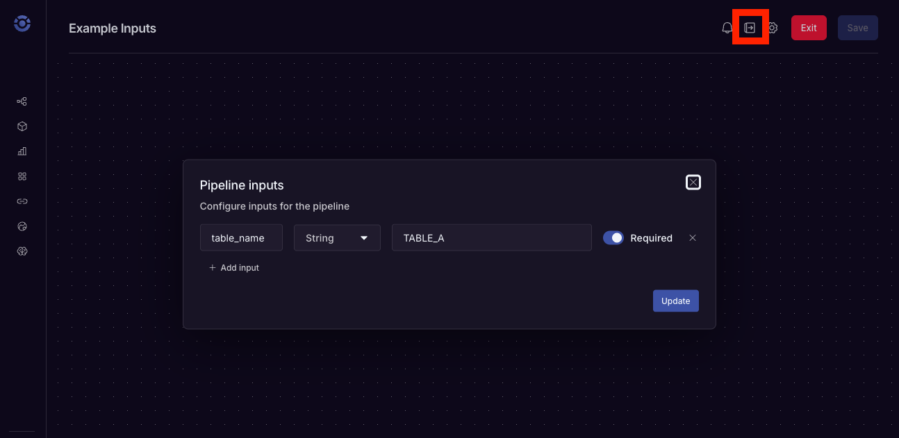 Pipeline Inputs - Orchestra - Documentation