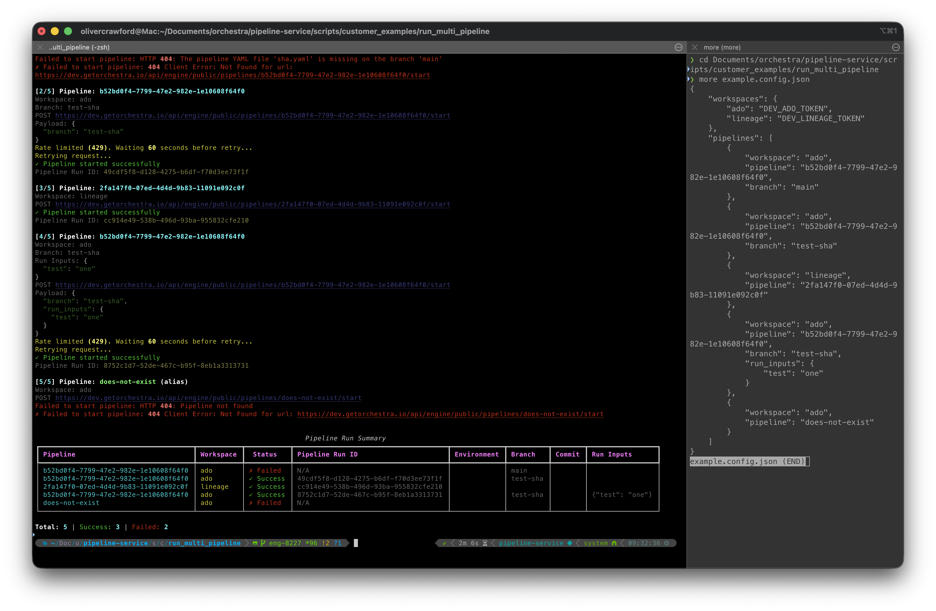 Run multiple pipelines programmatically - Orchestra - Documentation