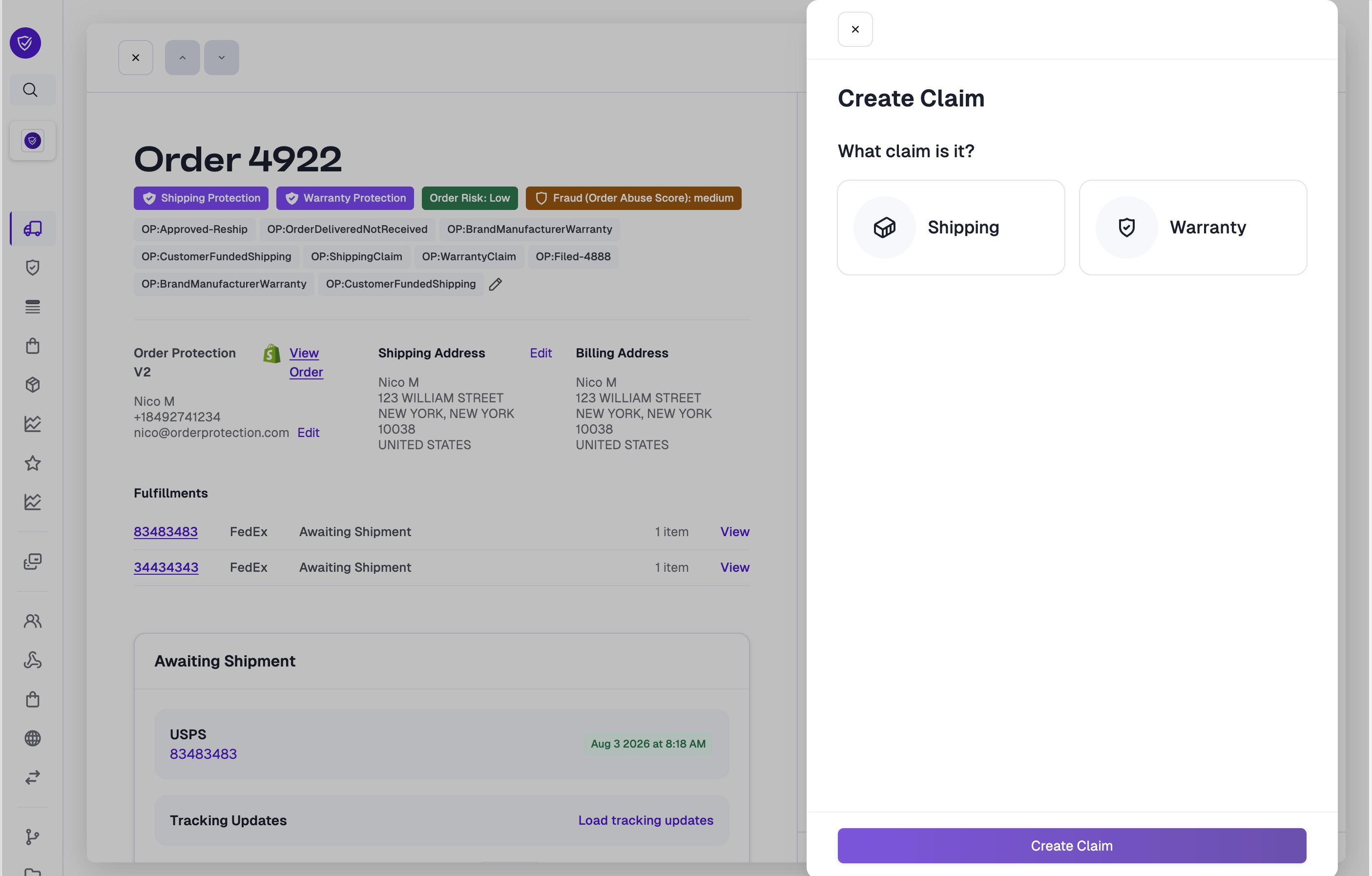 Choosing between a Shipping or Warranty claim