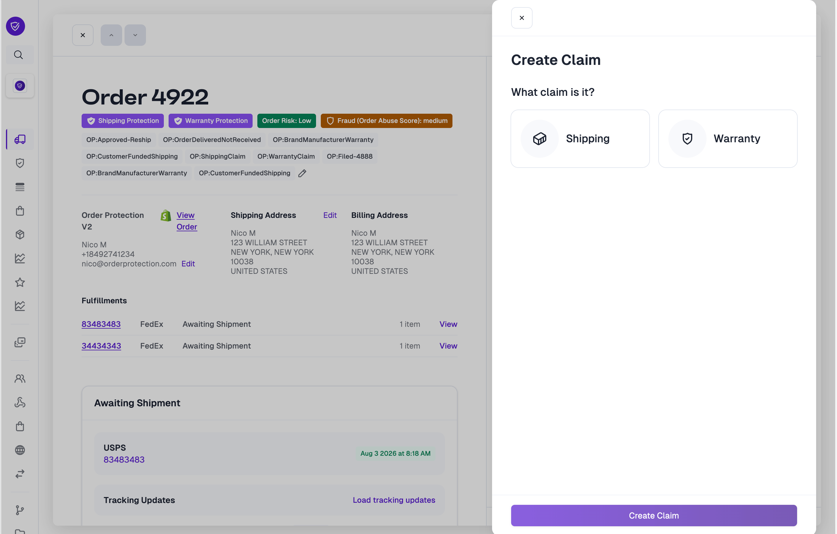 Choosing between a Shipping or Warranty claim
