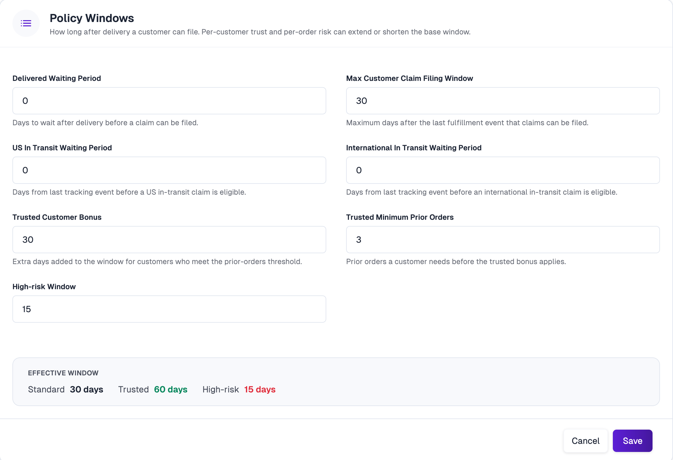 Policy Windows settings