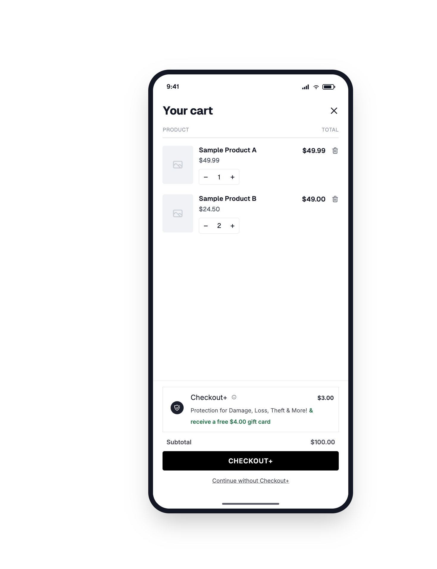 Store credit incentive shown in the cart widget