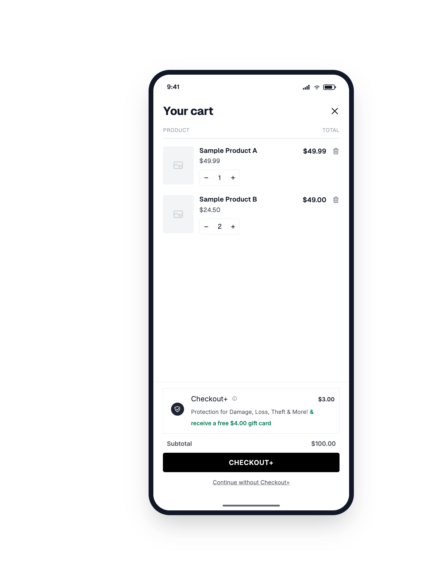 Store credit incentive shown in the cart widget