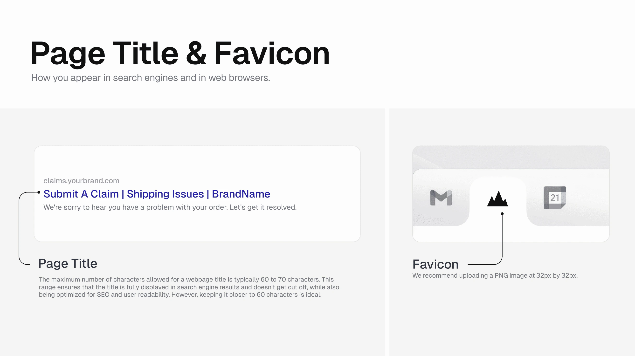 Page title and favicon settings