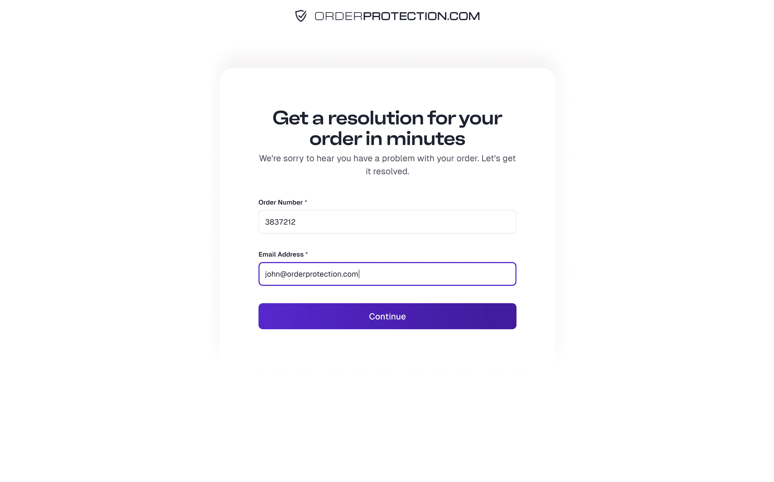 Order verification screen