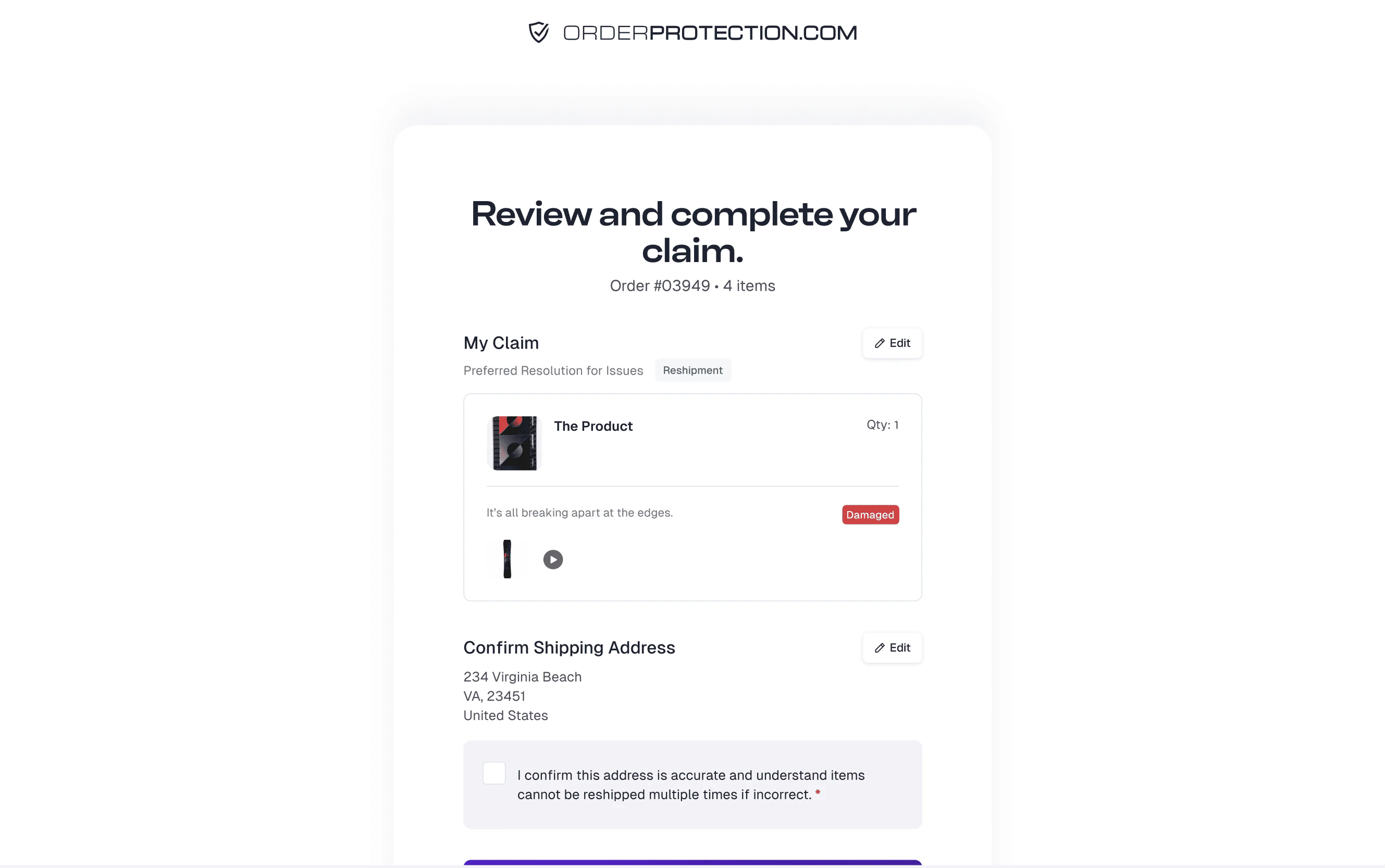 Review and confirmation