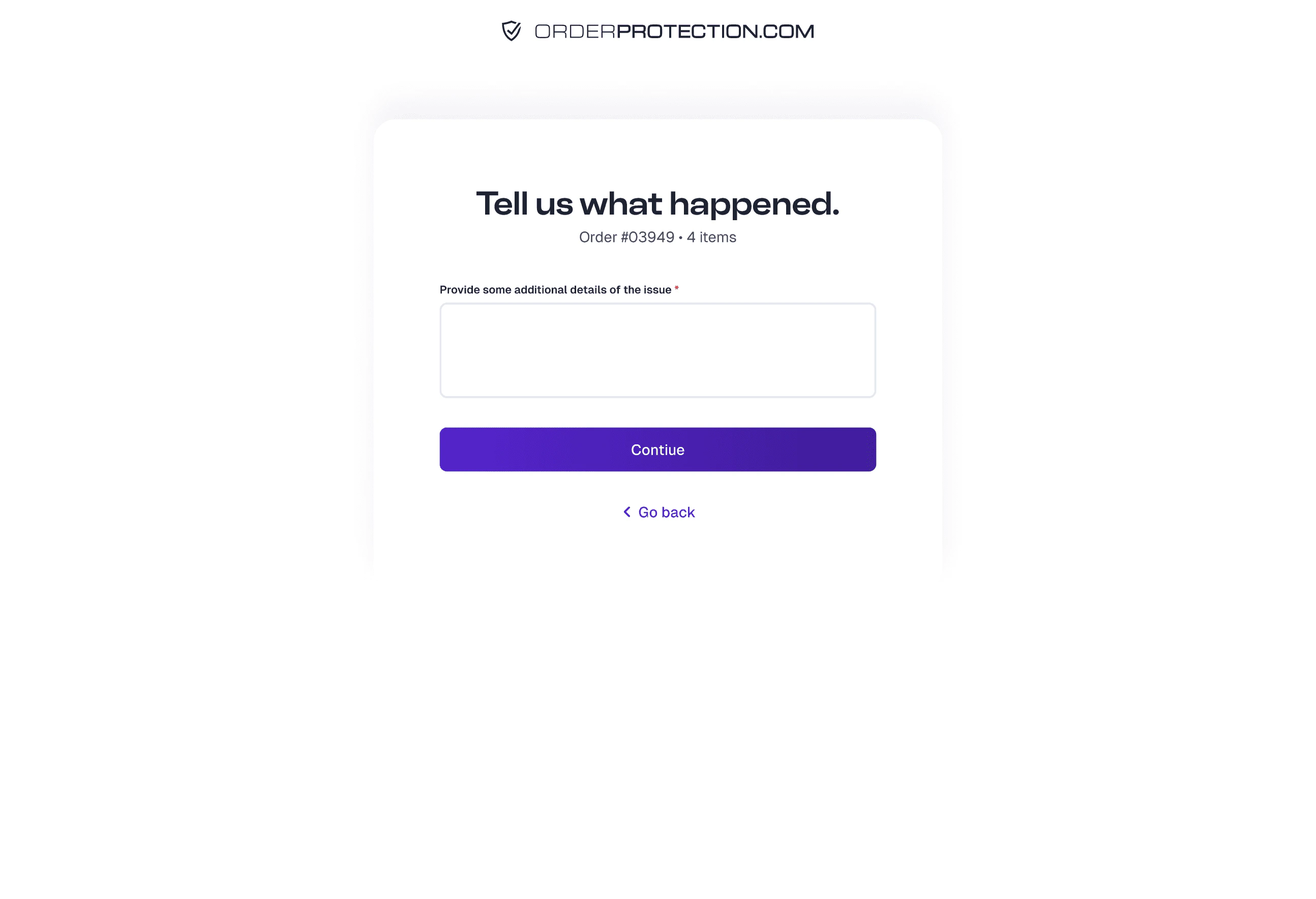 Shipping issue details
