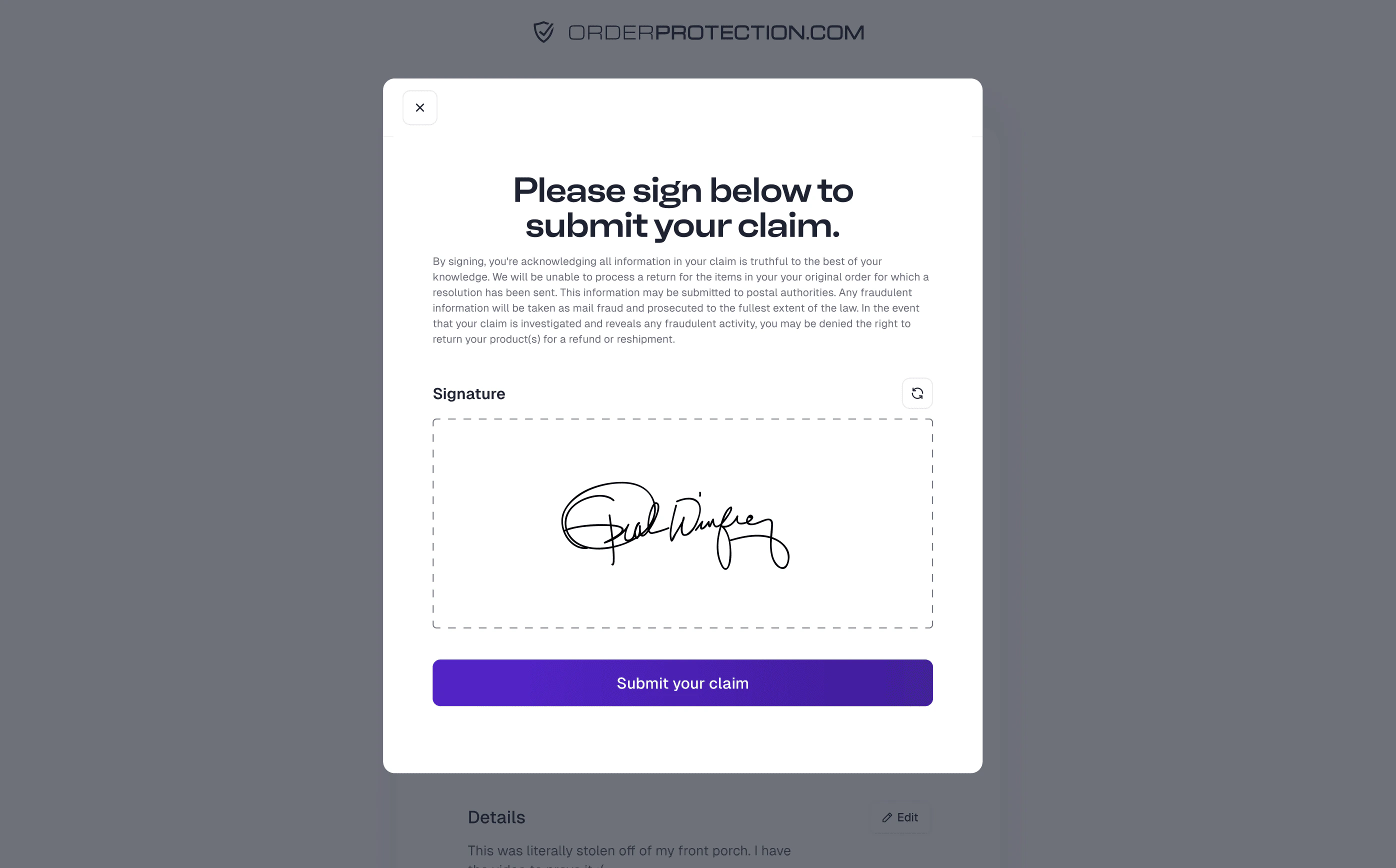 Signature requirement