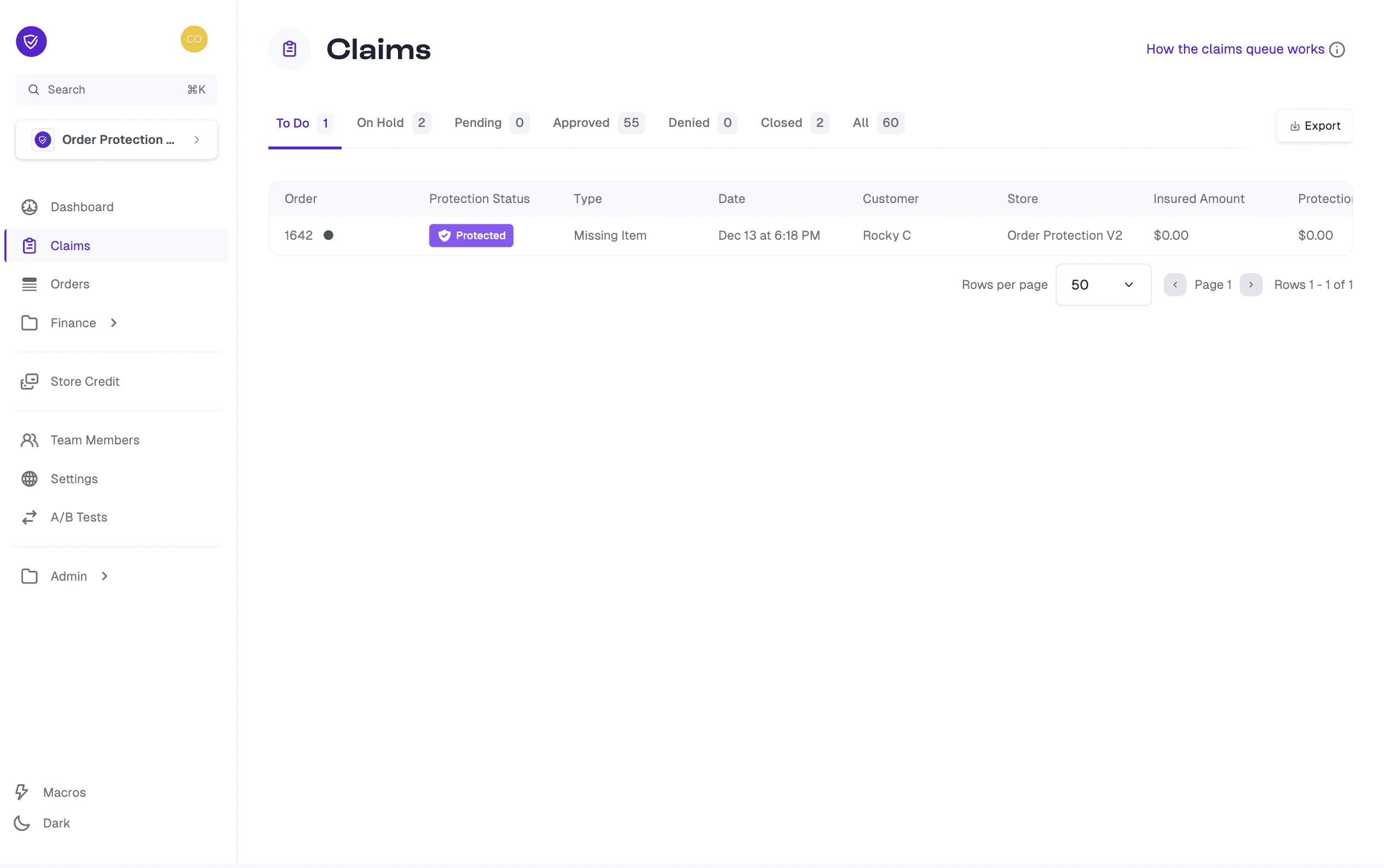 Queue organized by status