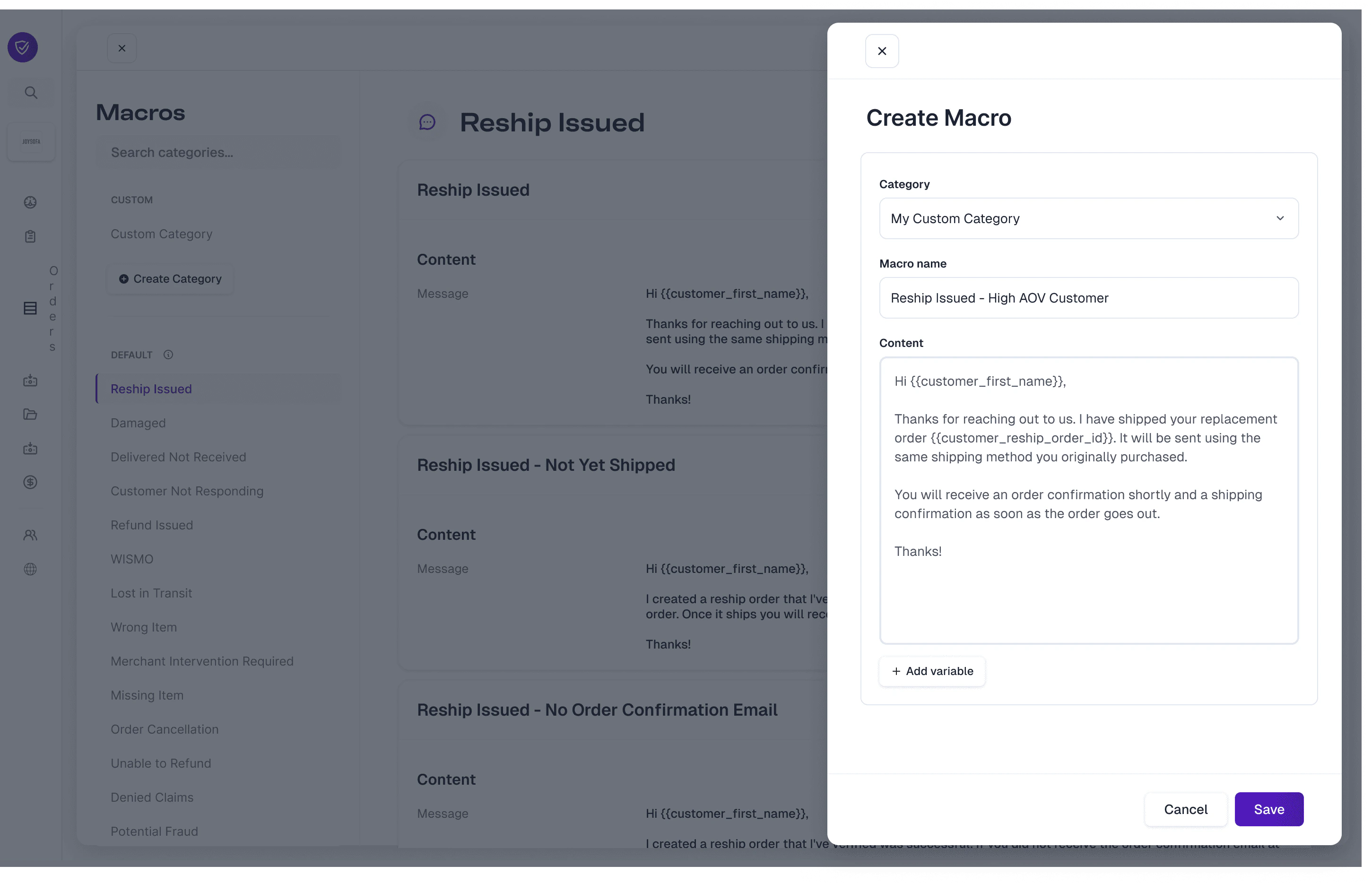 Create a custom category