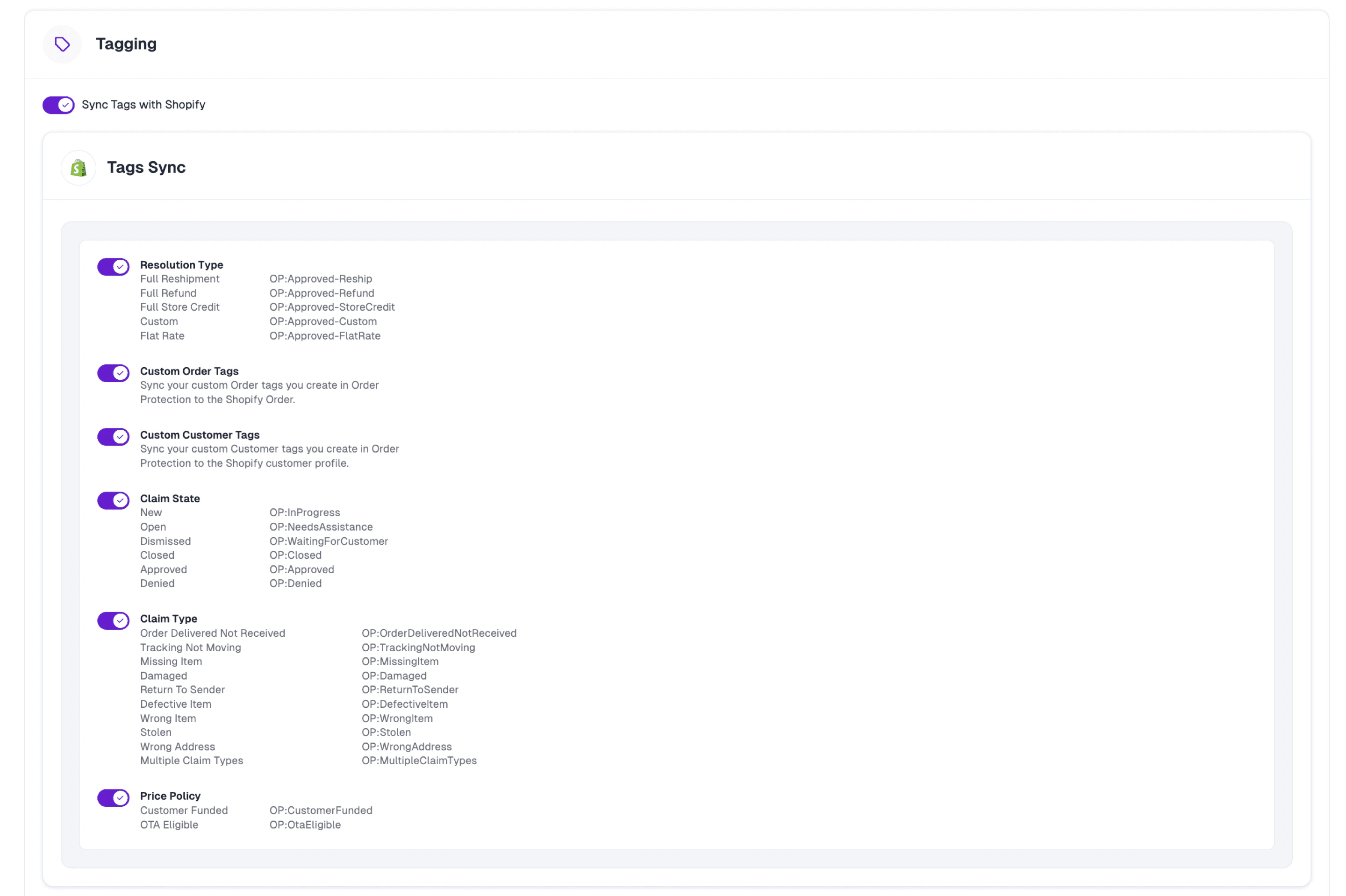 Sync tags to Shopify