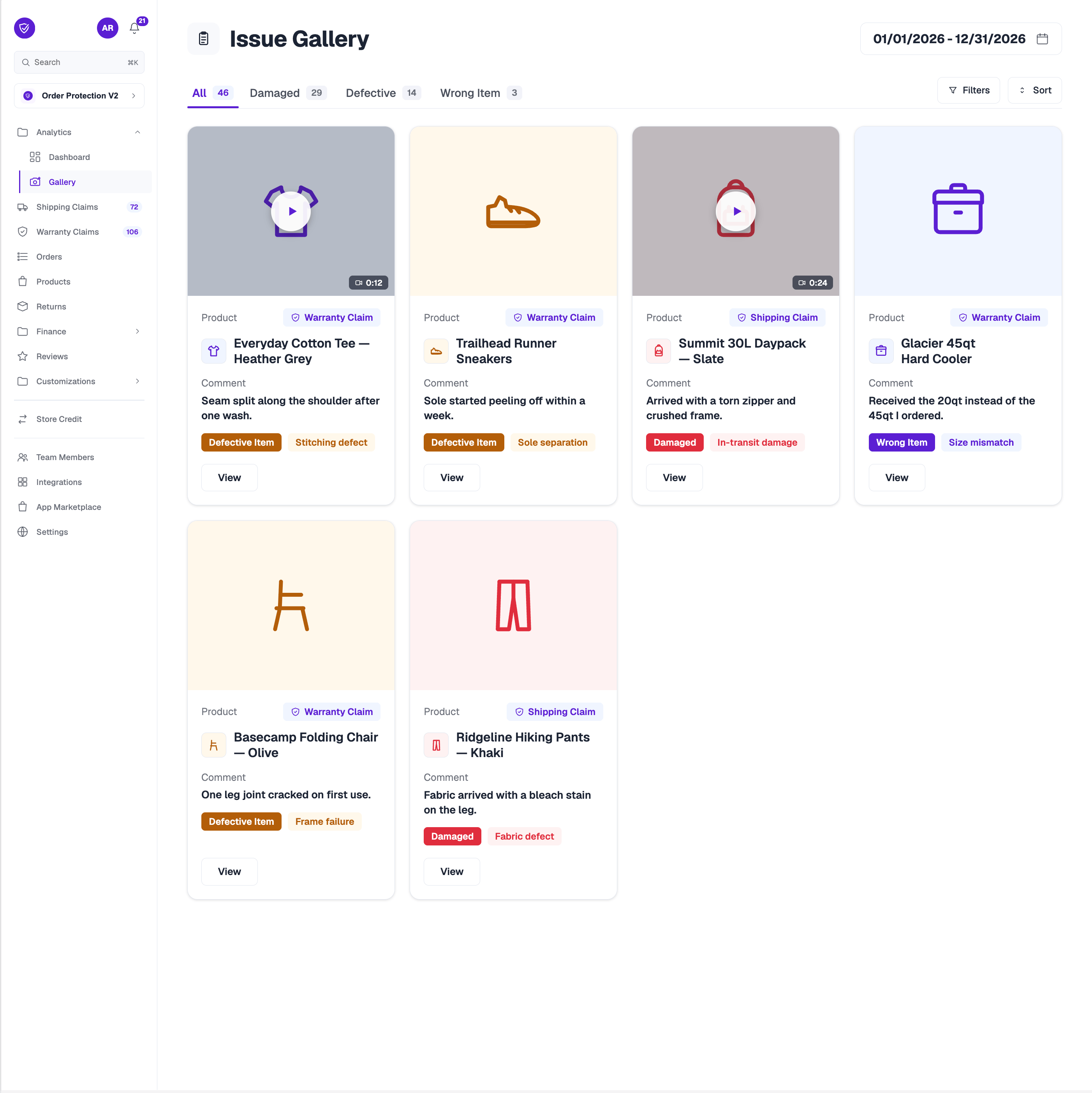 Issue Gallery grid view