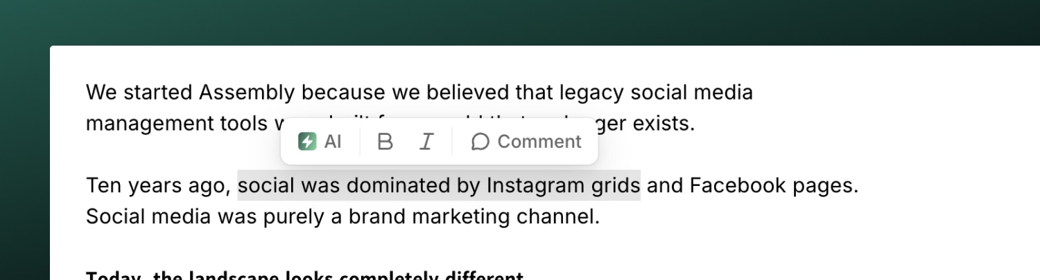 Post Editor Formatting Bar