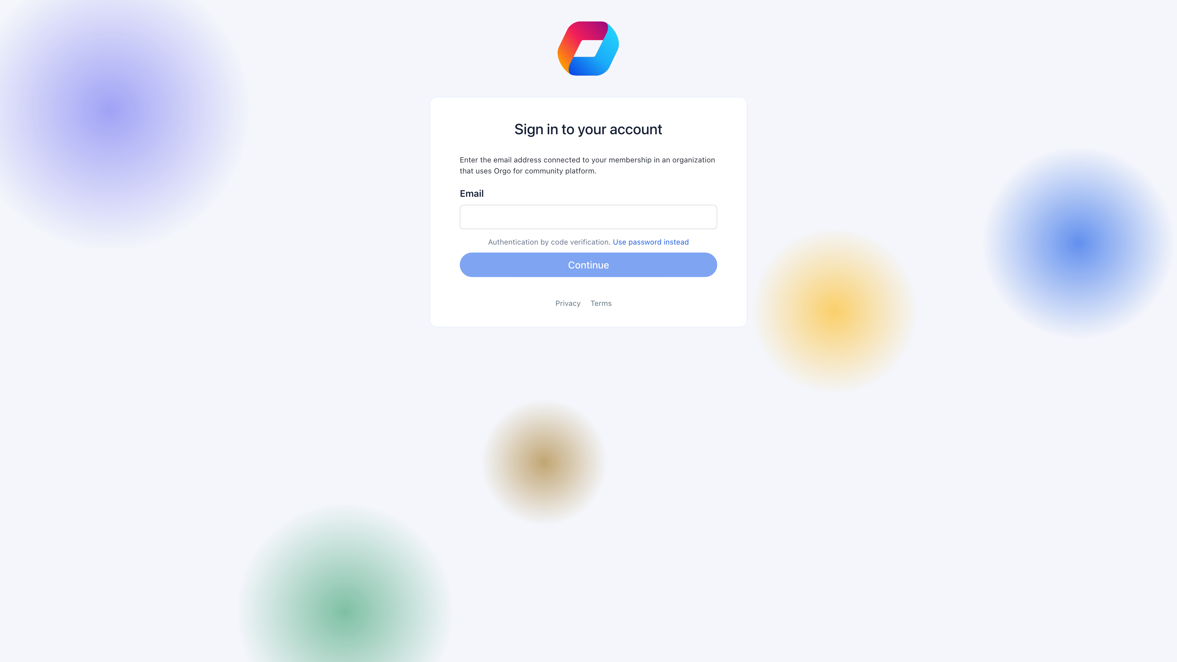 Branded login page with custom background and logo