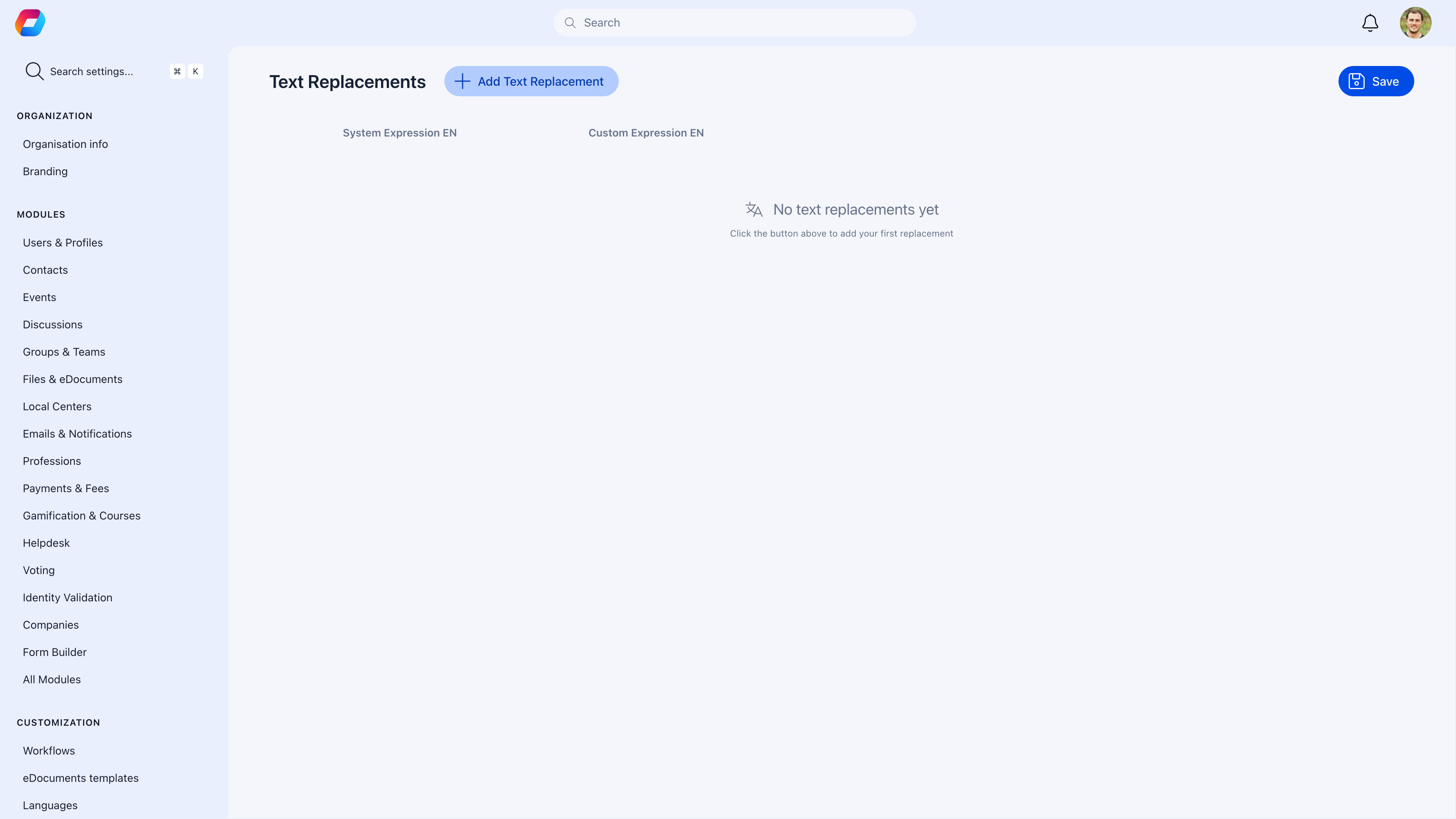 Labels customization page for renaming platform terms