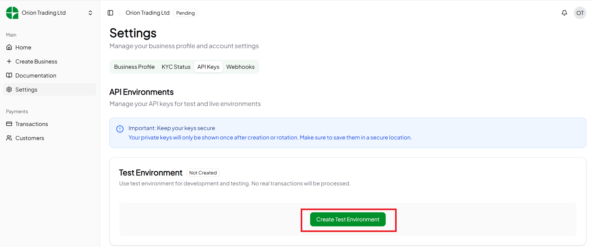Create Test Environment