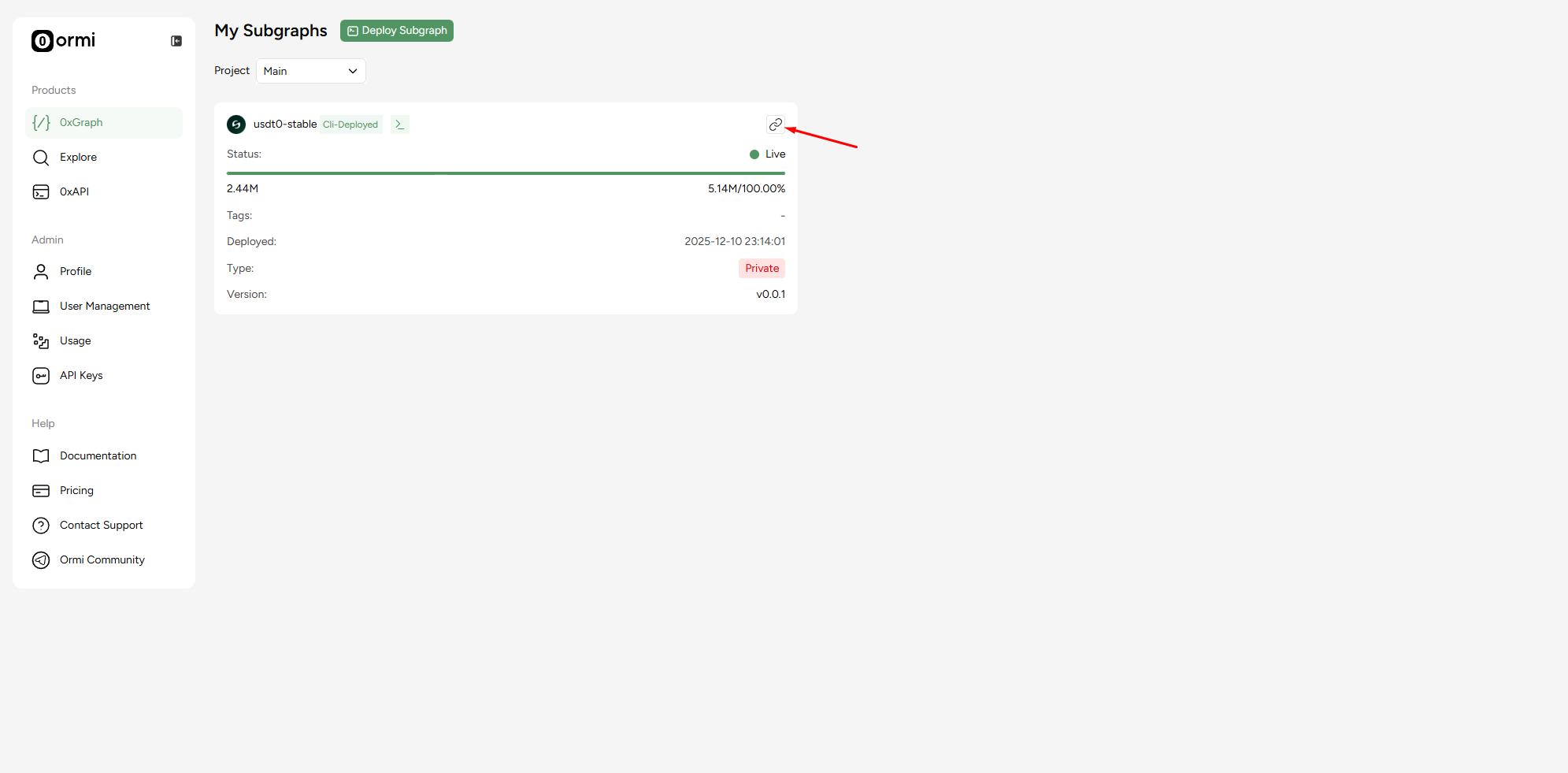Click on graphql icon