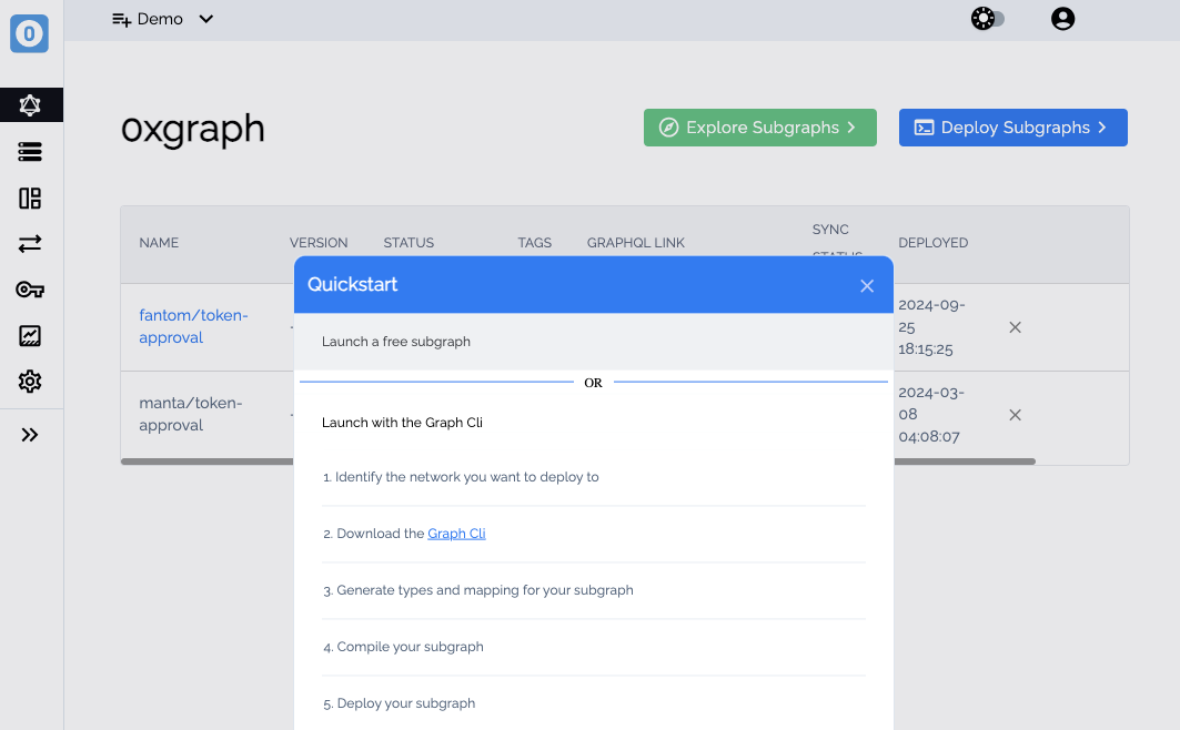 Subgraph analytics page